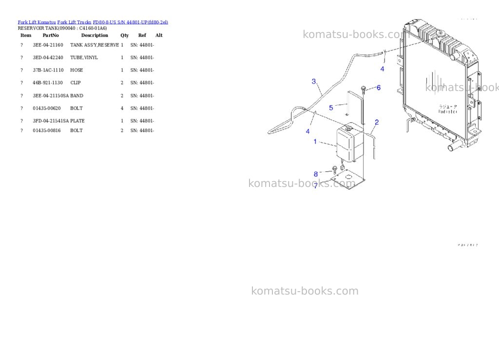 Komatsu fd80-8-us s/n 44801-up Parts catalog cover Page 8