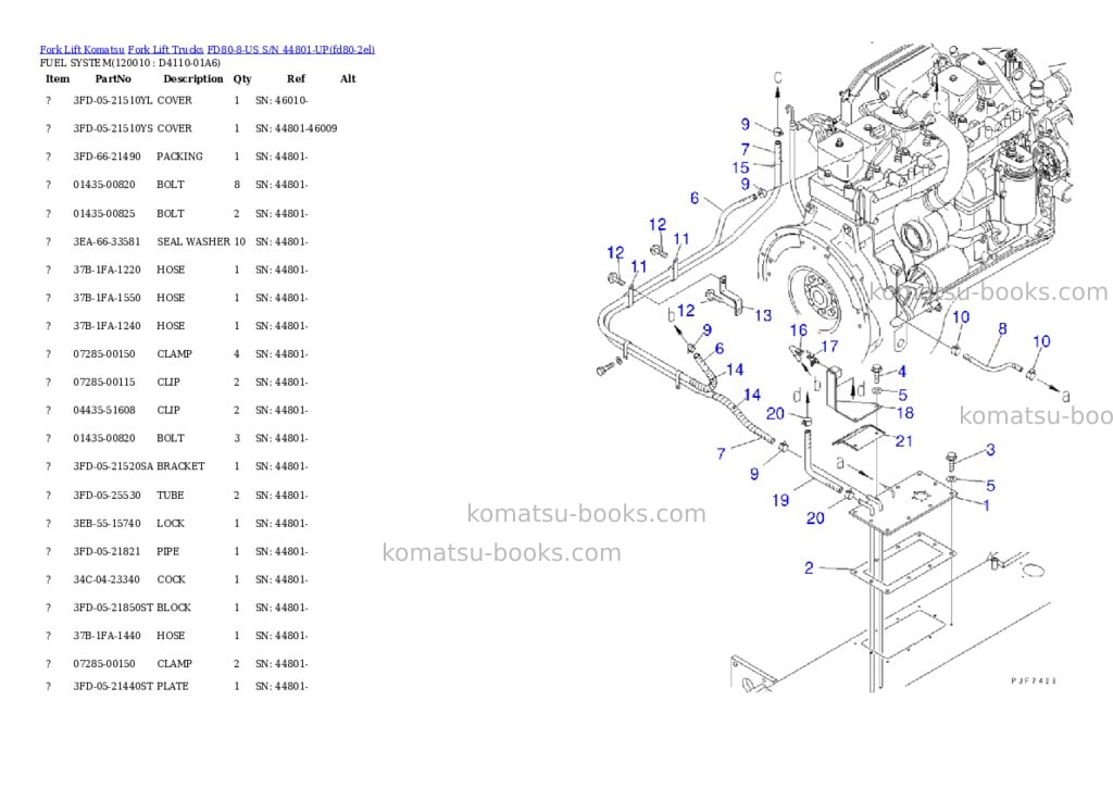 Komatsu fd80-8-us s/n 44801-up Parts catalog cover Page 9