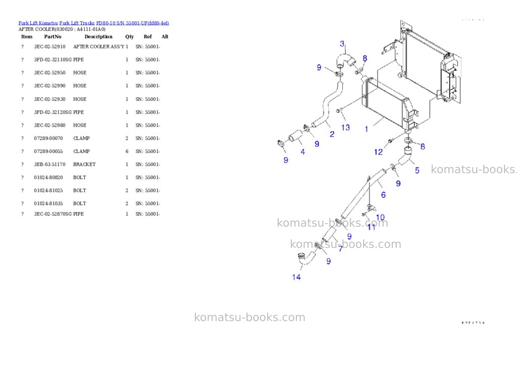 Komatsu fd80-10 s/n 55001-up Parts catalog cover