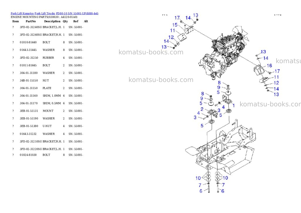 Komatsu fd80-10 s/n 55001-up Parts catalog cover Page 2