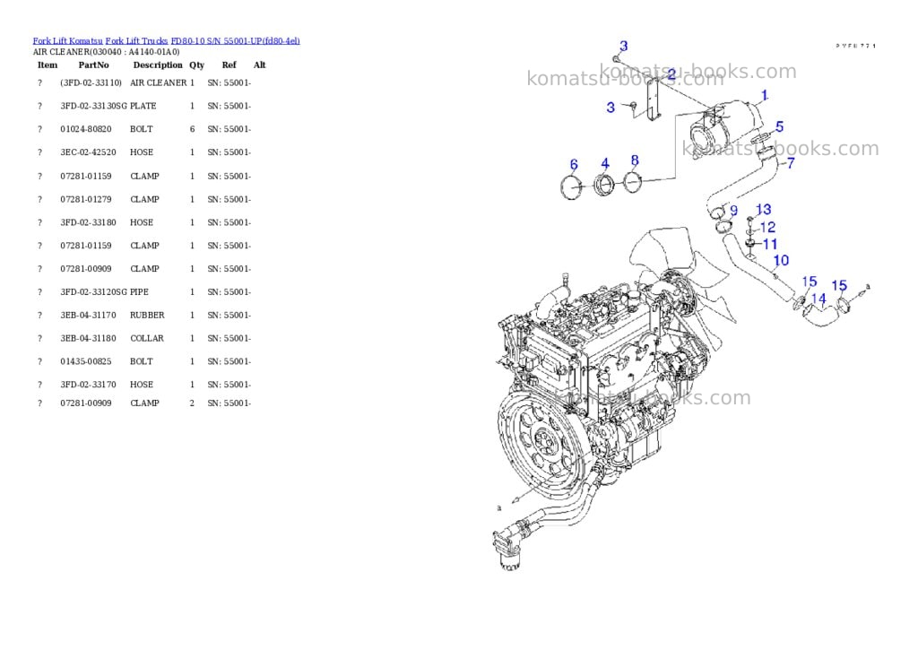 Komatsu fd80-10 s/n 55001-up Parts catalog cover Page 3