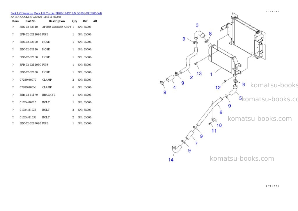 Komatsu fd80-10-ec s/n 55001-up Parts catalog cover Komatsu fd80-10-ec s/n 55001-up Parts catalog cover