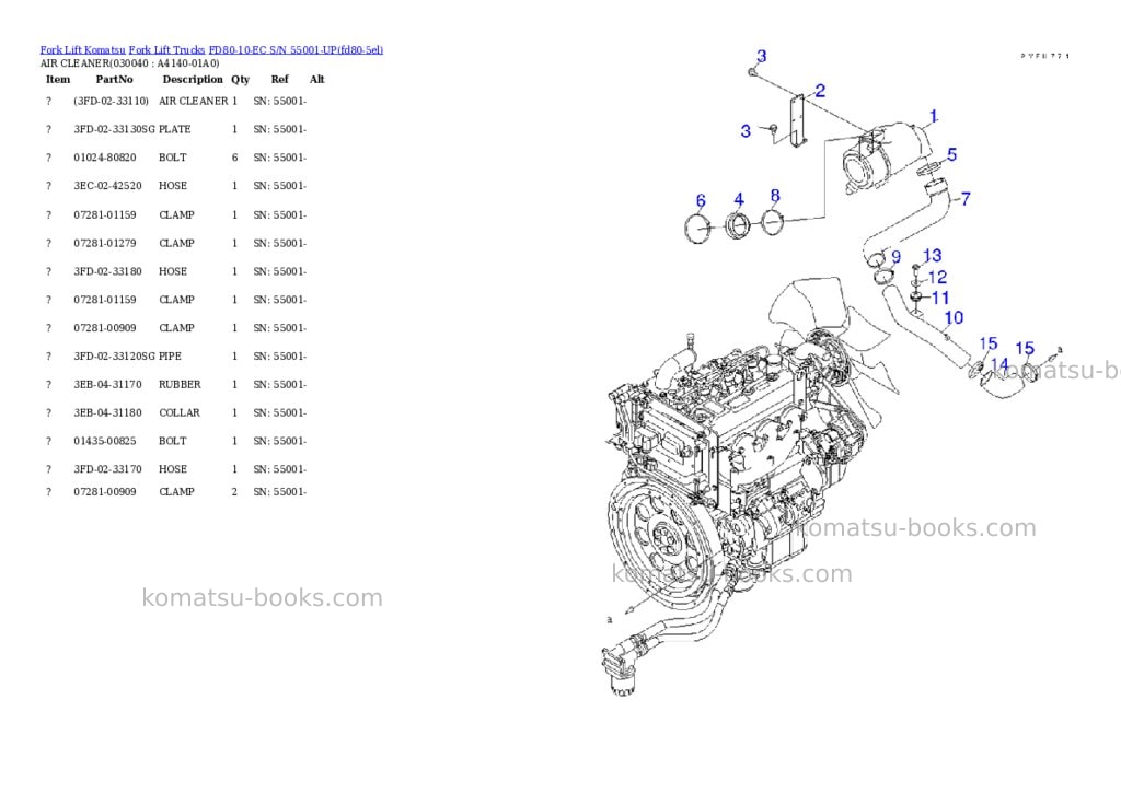Komatsu fd80-10-ec s/n 55001-up Parts catalog cover Page 3 Komatsu fd80-10-ec s/n 55001-up Parts catalog cover Page 3