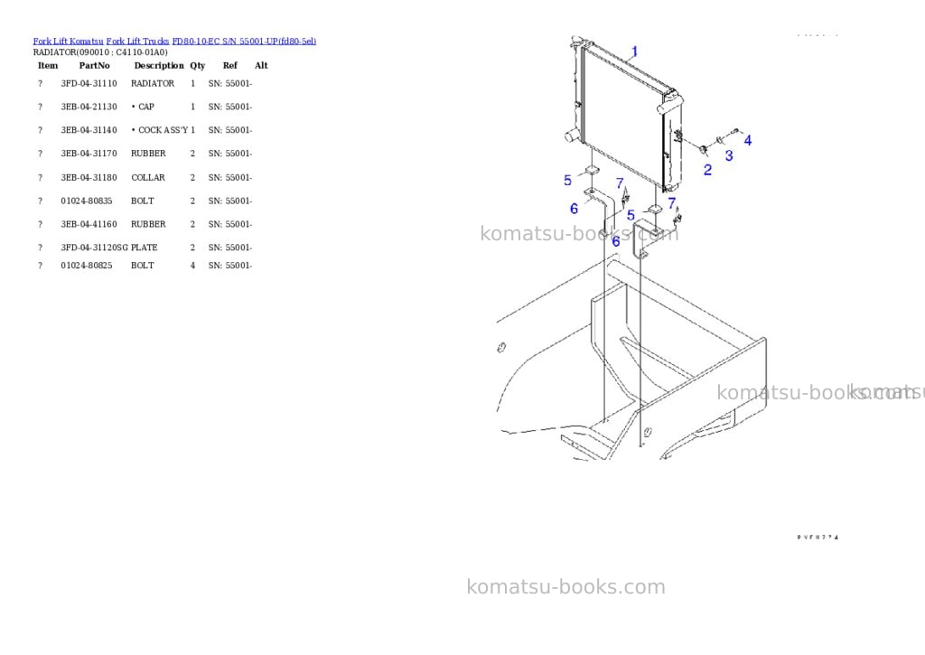 Komatsu fd80-10-ec s/n 55001-up Parts catalog cover Page 8 Komatsu fd80-10-ec s/n 55001-up Parts catalog cover Page 8