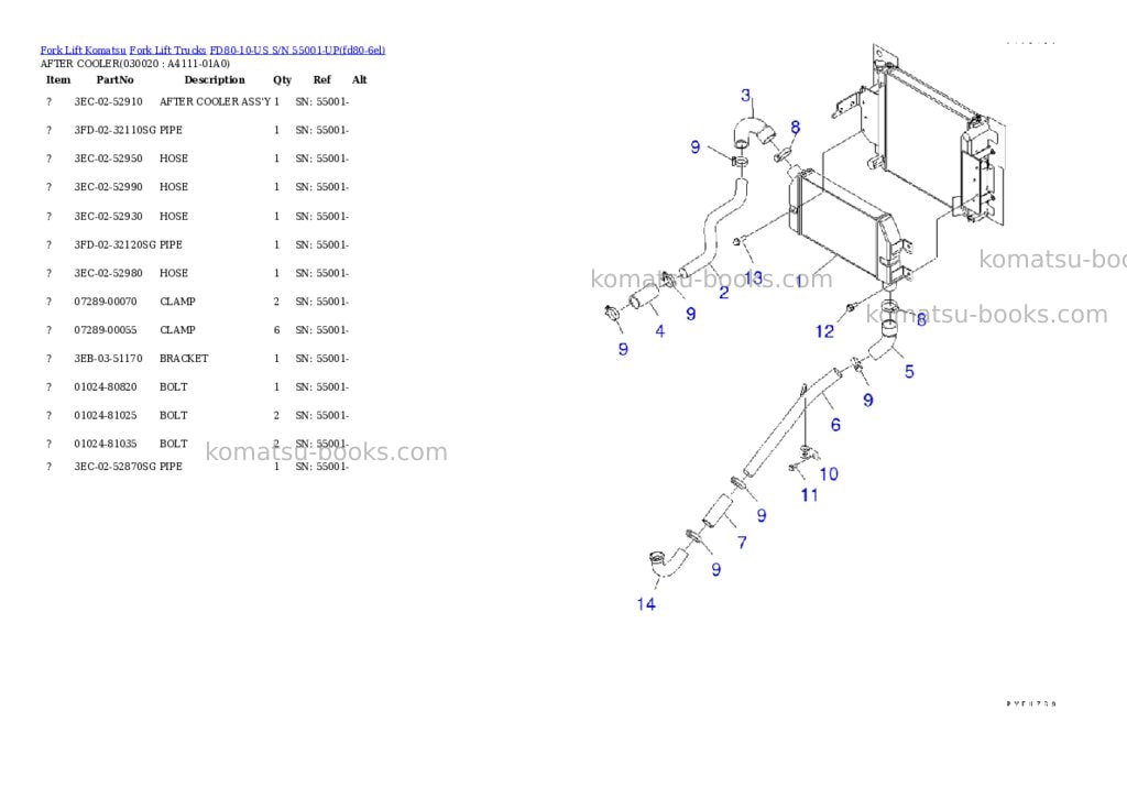 Komatsu fd80-10-us s/n 55001-up Parts catalog cover Komatsu fd80-10-us s/n 55001-up Parts catalog cover