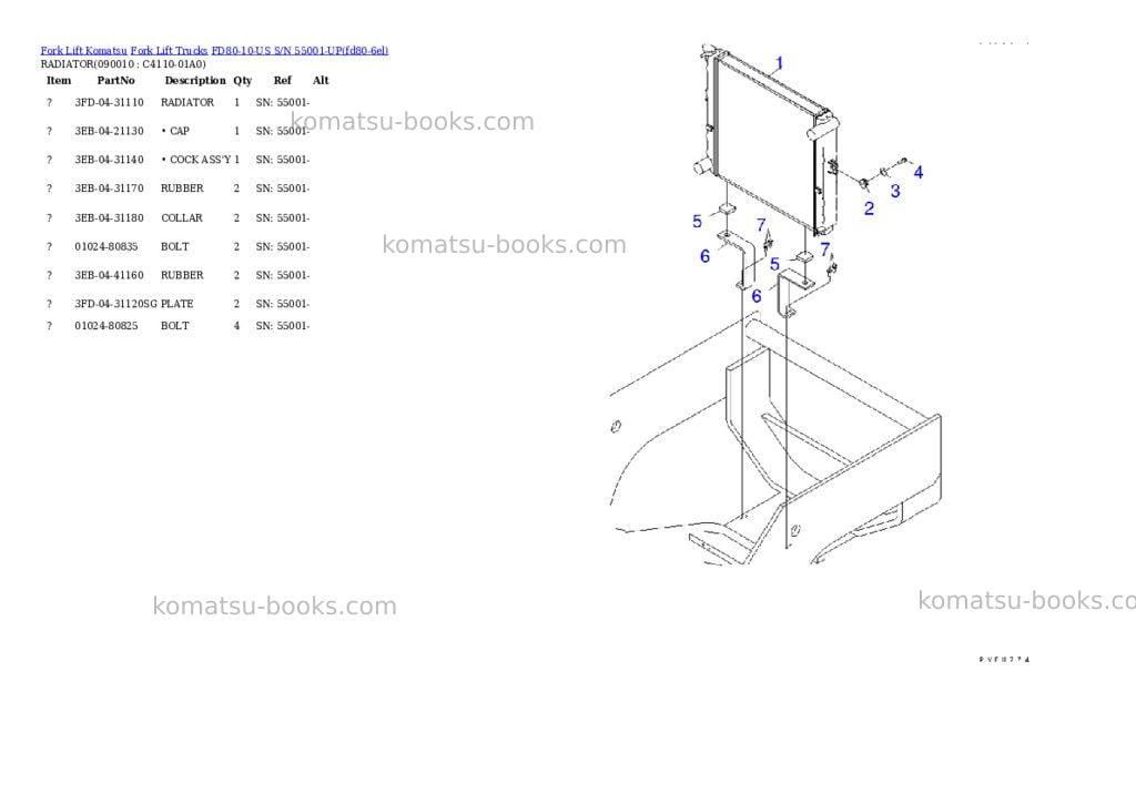 Komatsu fd80-10-us s/n 55001-up Parts catalog cover Page 8 Komatsu fd80-10-us s/n 55001-up Parts catalog cover Page 8