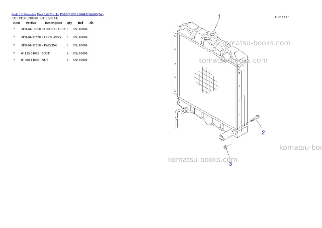 Komatsu fd80-7 s/n 40001-up Parts catalog cover Page 4