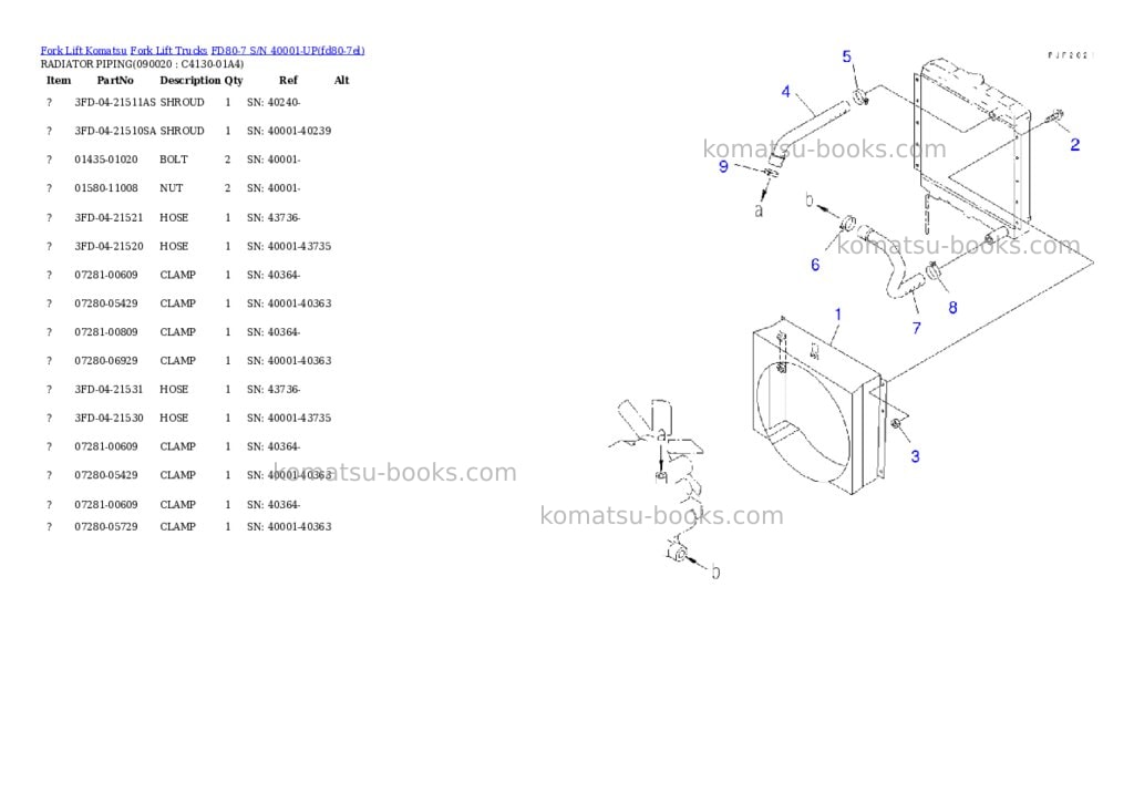 Komatsu fd80-7 s/n 40001-up Parts catalog cover Page 5