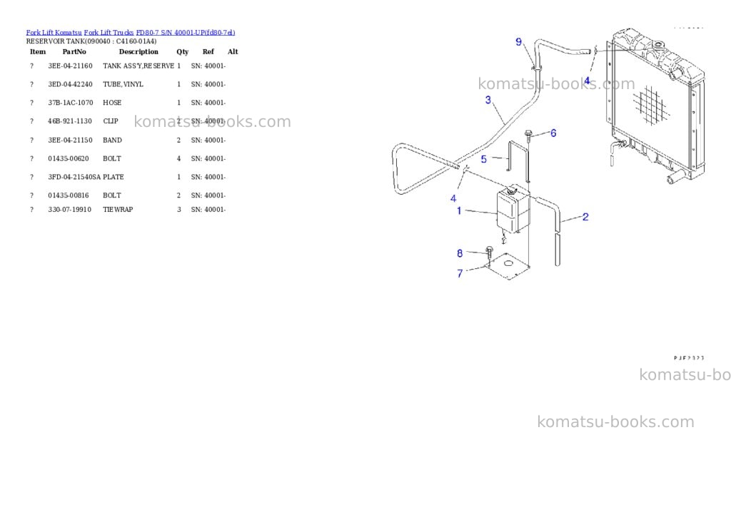 Komatsu fd80-7 s/n 40001-up Parts catalog cover Page 7