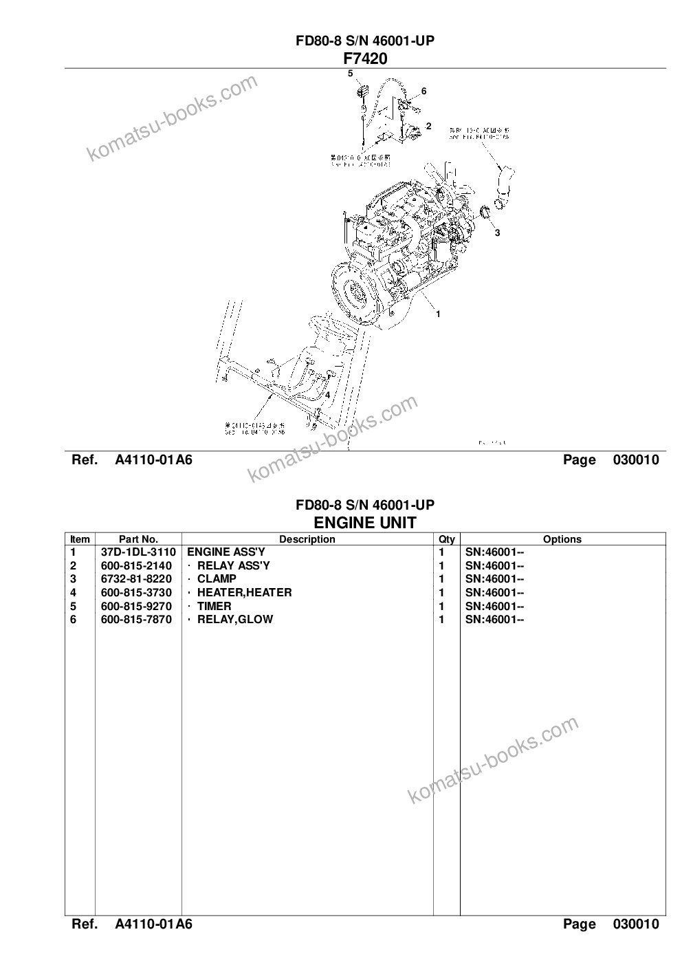 Komatsu fd80-8 s/n 46001-up Parts catalog cover Page 3