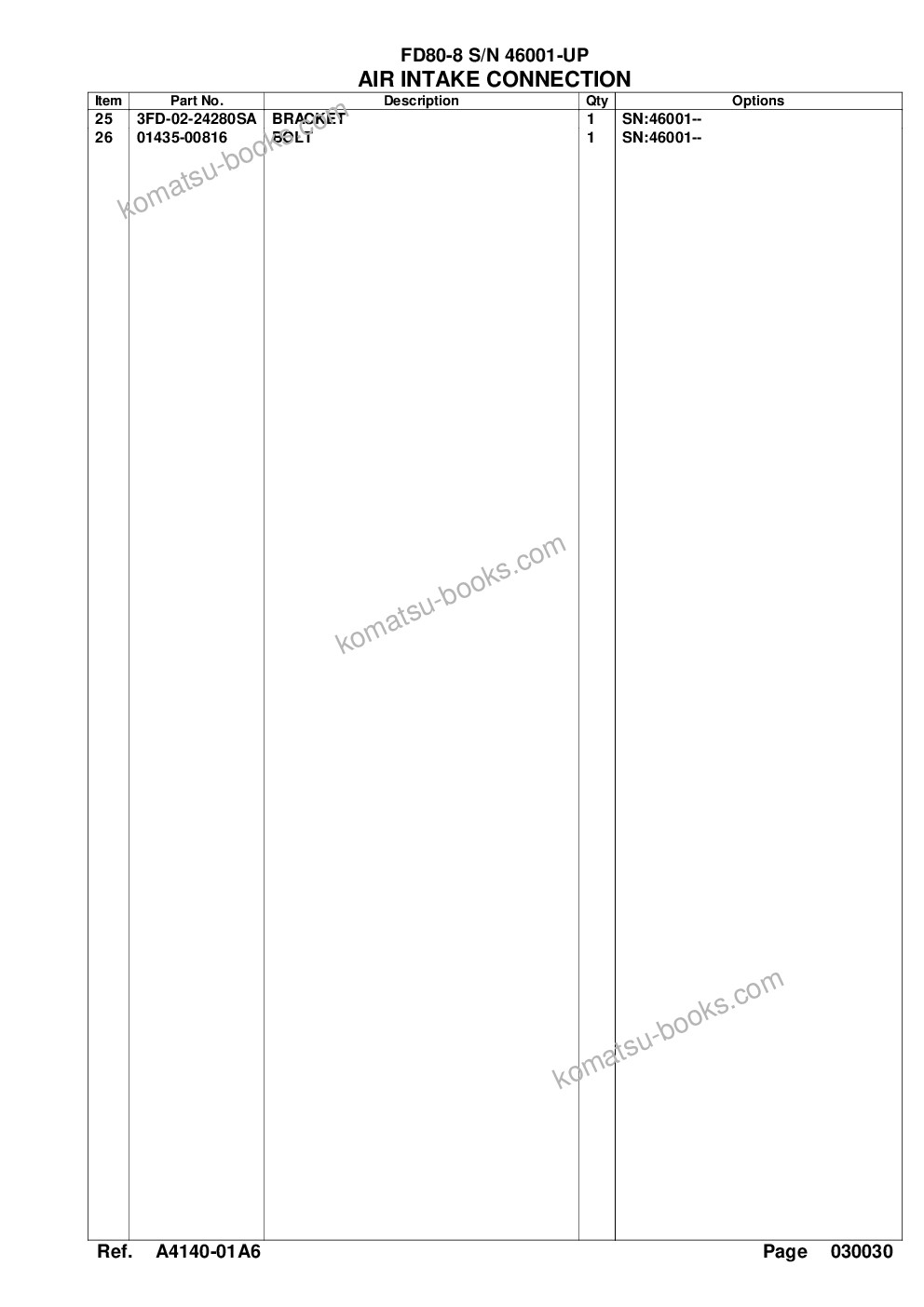 Komatsu fd80-8 s/n 46001-up Parts catalog cover Page 6