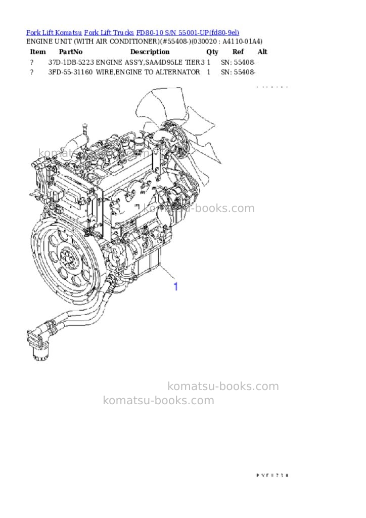 Komatsu FD80-10 S/N 55001-UP Parts catalog cover Komatsu FD80-10 S/N 55001-UP Parts catalog cover