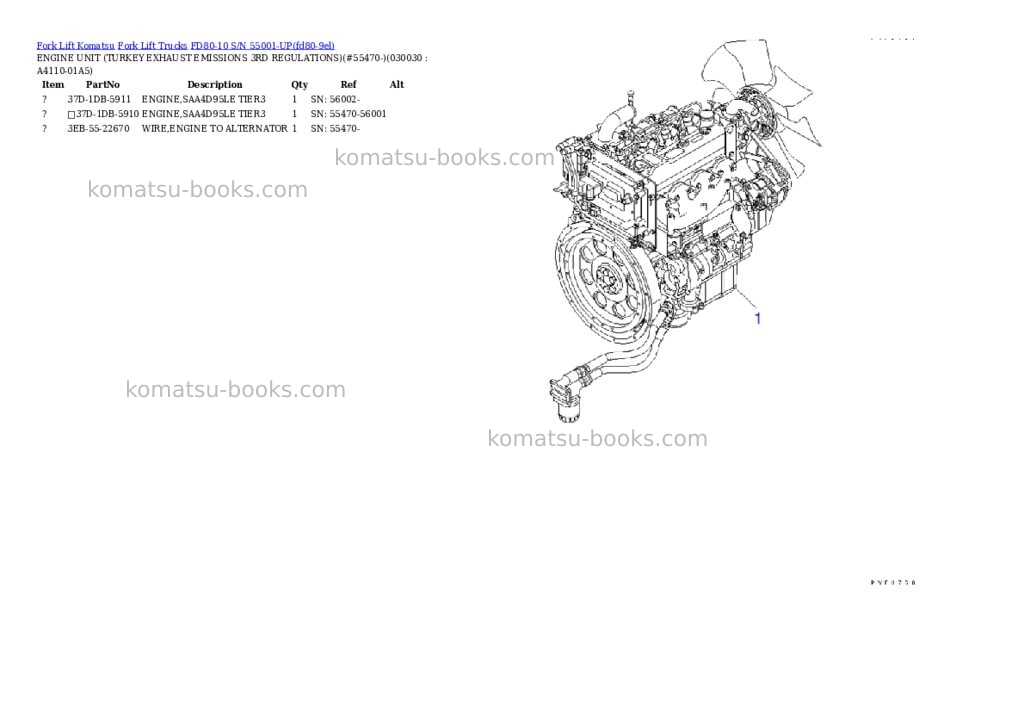 Komatsu FD80-10 S/N 55001-UP Parts catalog cover Page 2 Komatsu FD80-10 S/N 55001-UP Parts catalog cover Page 2