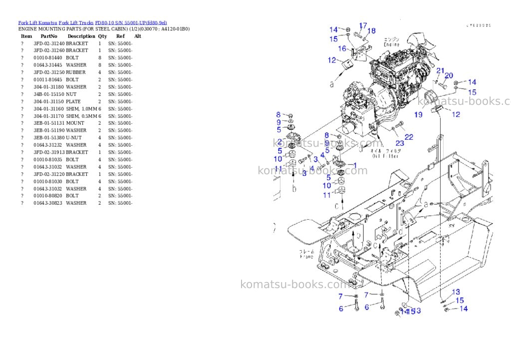 Komatsu FD80-10 S/N 55001-UP Parts catalog cover Page 6 Komatsu FD80-10 S/N 55001-UP Parts catalog cover Page 6
