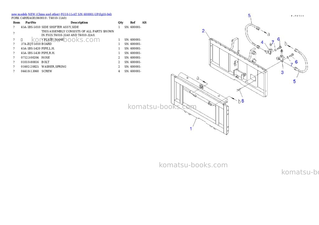 Komatsu fg10-15-at s/n 600001-up Parts catalog cover Page 3