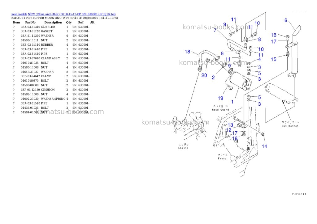 Komatsu fg10-15-17-op s/n 630001-up Parts catalog cover Page 2 Komatsu fg10-15-17-op s/n 630001-up Parts catalog cover Page 2
