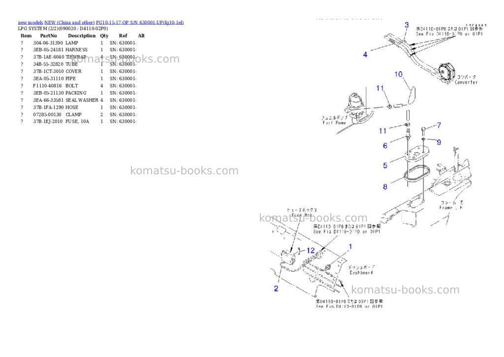 Komatsu fg10-15-17-op s/n 630001-up Parts catalog cover Page 4 Komatsu fg10-15-17-op s/n 630001-up Parts catalog cover Page 4