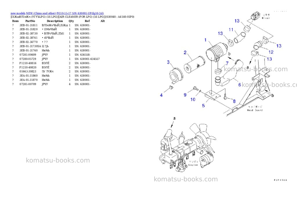 Komatsu fg10-15-17 s/n 630001-up Parts catalog cover Page 3