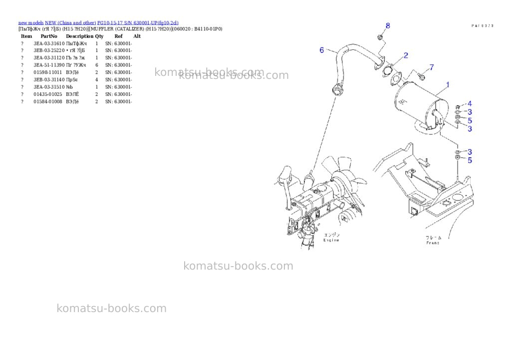 Komatsu fg10-15-17 s/n 630001-up Parts catalog cover Page 5