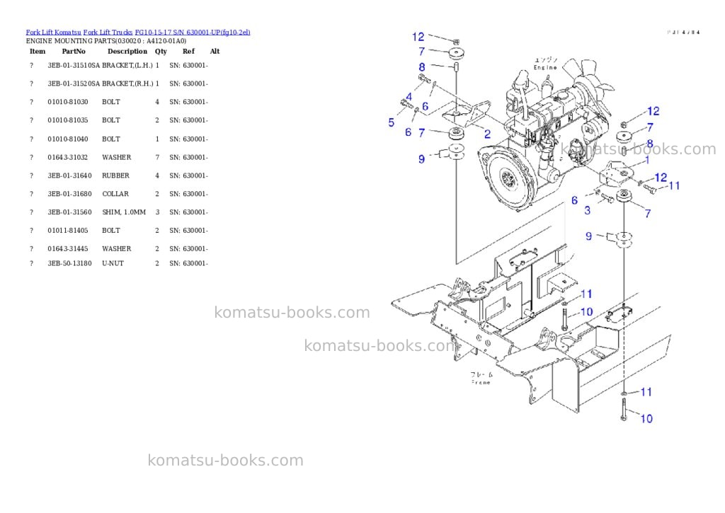 Komatsu FG10-15-17 S/N 630001-UP Parts catalog cover