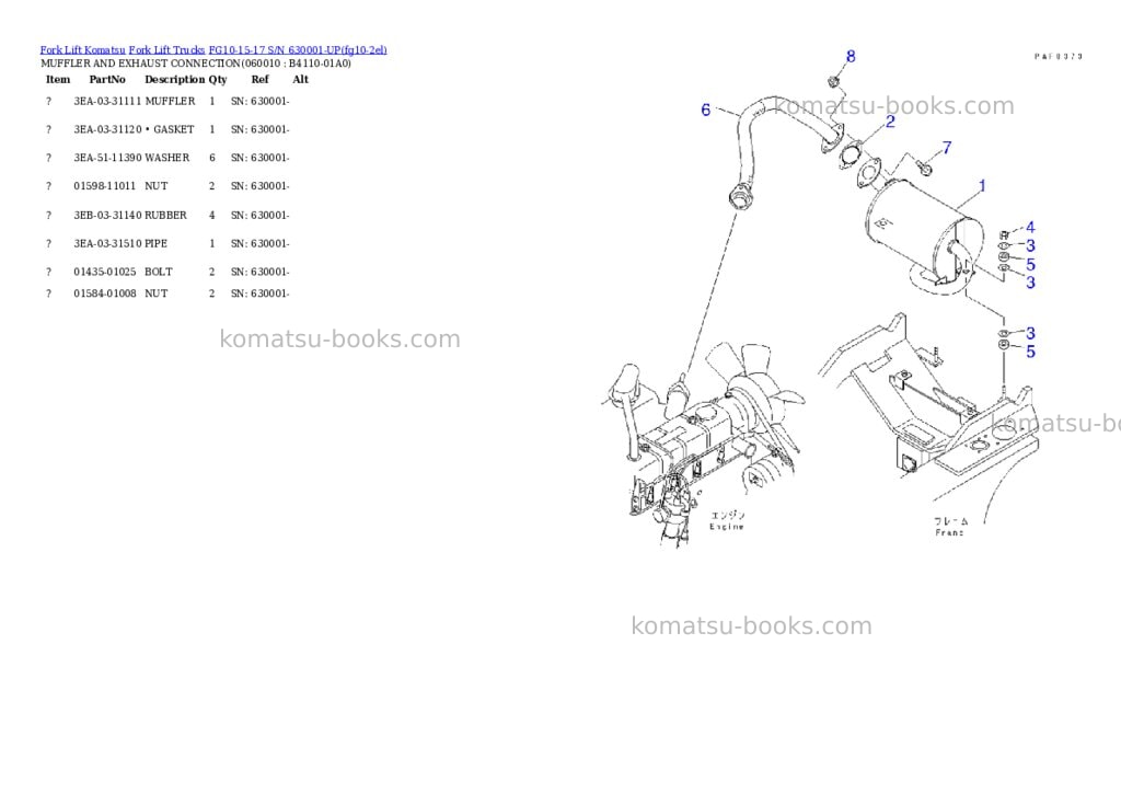 Komatsu FG10-15-17 S/N 630001-UP Parts catalog cover Page 4