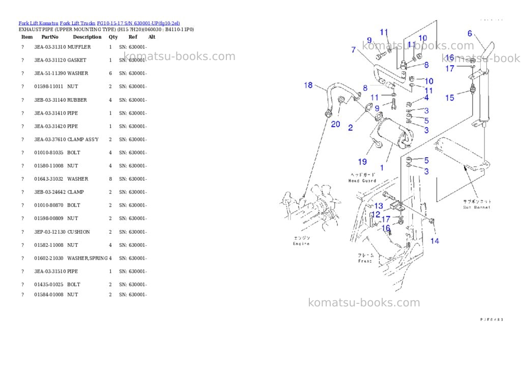Komatsu FG10-15-17 S/N 630001-UP Parts catalog cover Page 6