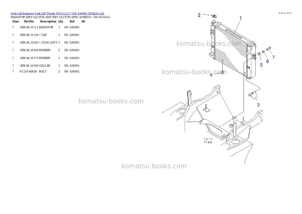 Komatsu FG10-15-17 S/N 630001-UP Parts catalog cover Page 7