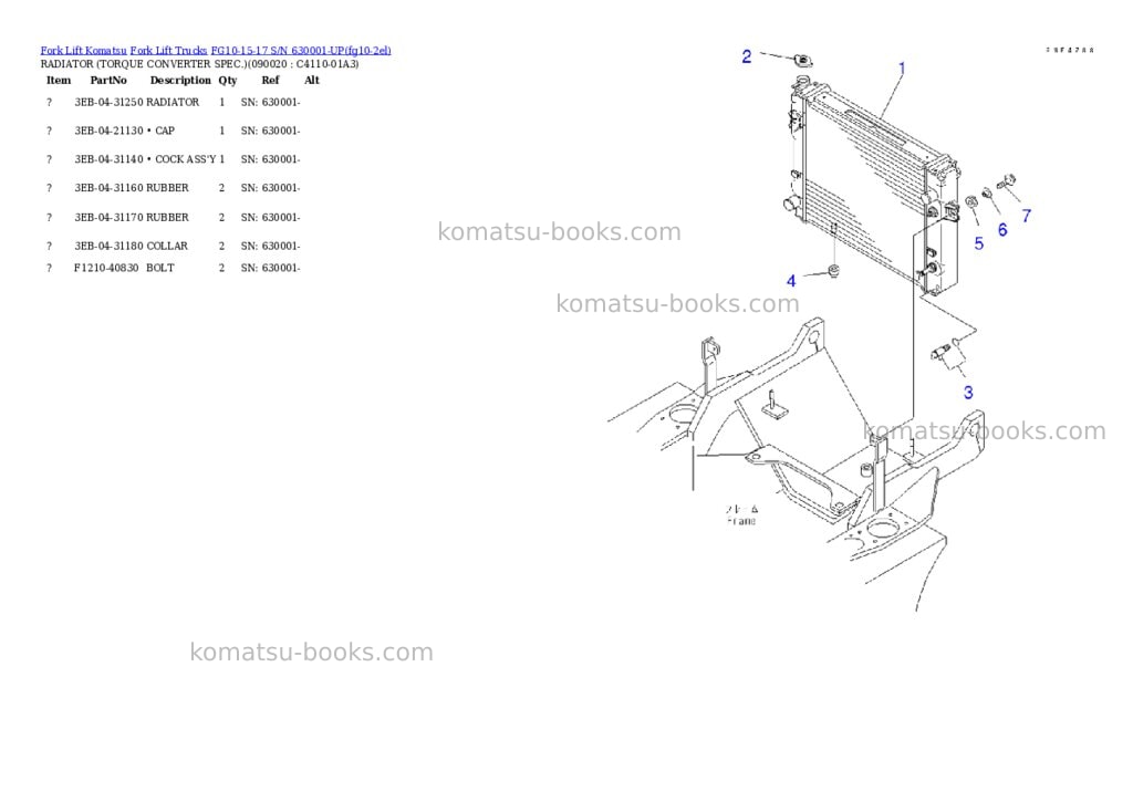 Komatsu FG10-15-17 S/N 630001-UP Parts catalog cover Page 8