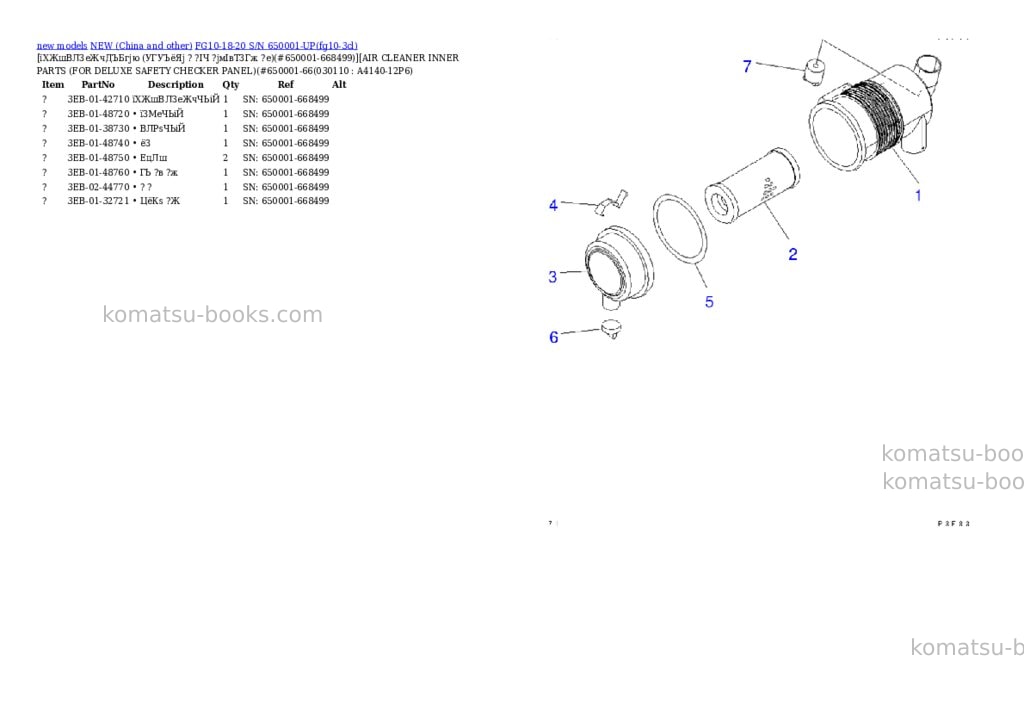 Komatsu FG10-18-20 S/N 650001-UP Parts catalog cover Page 10 Komatsu FG10-18-20 S/N 650001-UP Parts catalog cover Page 10