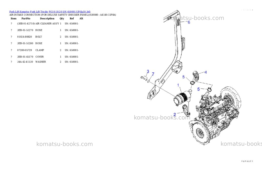 Komatsu FG10-18-20 S/N 650001-UP Parts catalog cover Page 8 Komatsu FG10-18-20 S/N 650001-UP Parts catalog cover Page 8