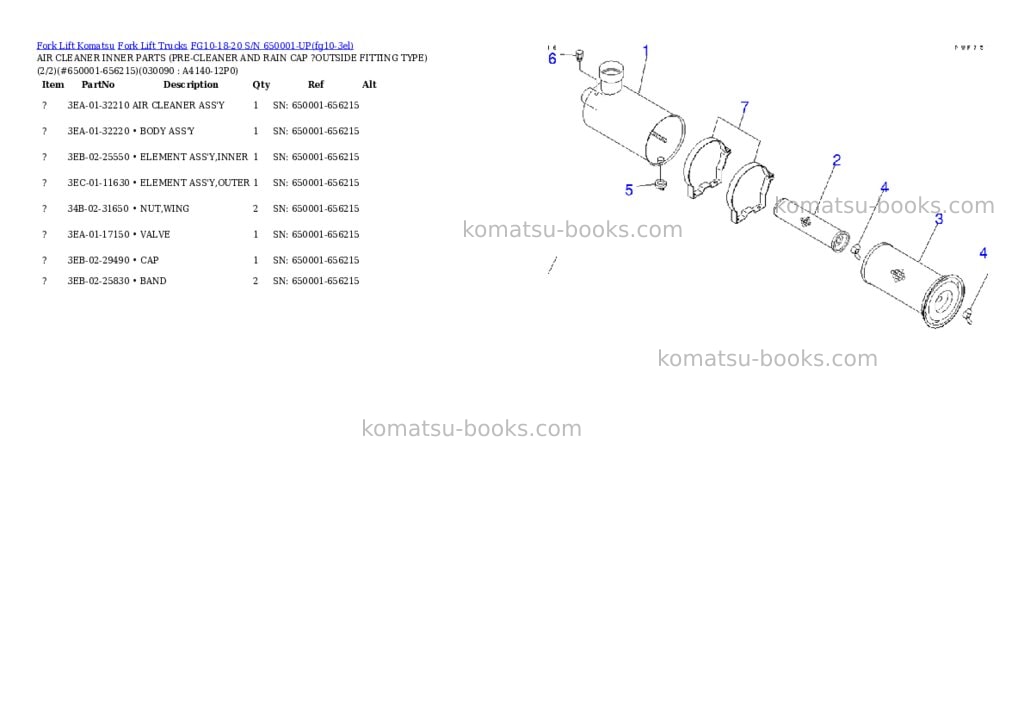 Komatsu FG10-18-20 S/N 650001-UP Parts catalog cover Page 9 Komatsu FG10-18-20 S/N 650001-UP Parts catalog cover Page 9