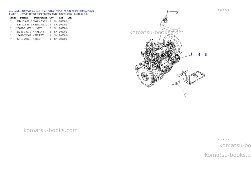 Komatsu FG10/15/18-21-W S/N 200001-UP Parts catalog cover Page 3 Komatsu FG10/15/18-21-W S/N 200001-UP Parts catalog cover Page 3