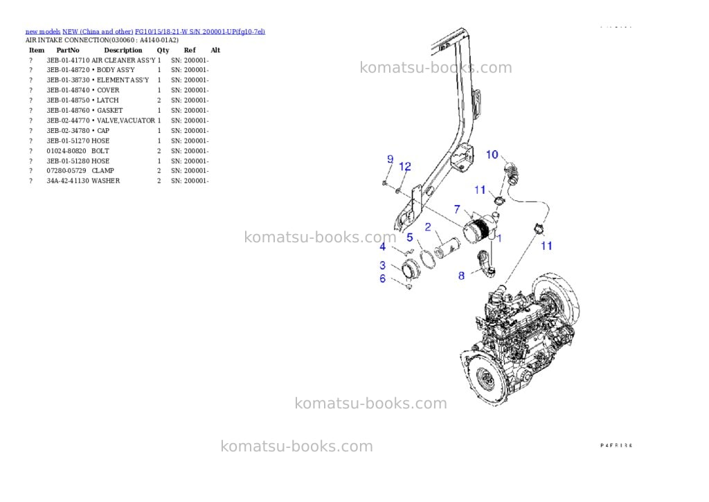 Komatsu FG10/15/18-21-W S/N 200001-UP Parts catalog cover Page 5 Komatsu FG10/15/18-21-W S/N 200001-UP Parts catalog cover Page 5