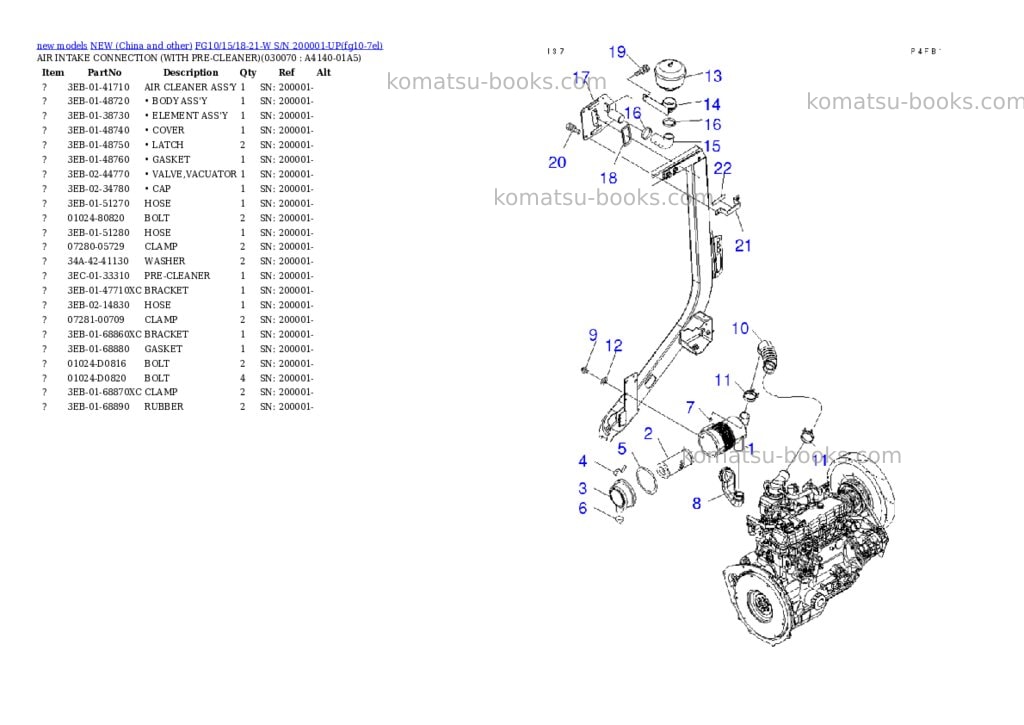 Komatsu FG10/15/18-21-W S/N 200001-UP Parts catalog cover Page 6 Komatsu FG10/15/18-21-W S/N 200001-UP Parts catalog cover Page 6