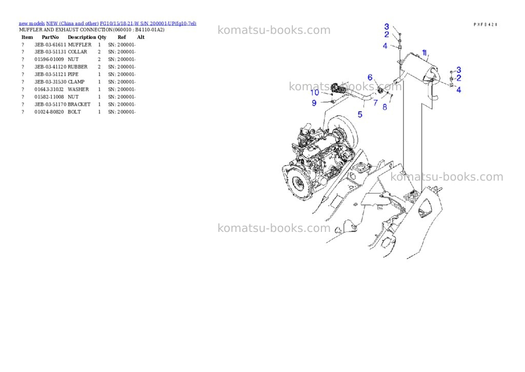 Komatsu FG10/15/18-21-W S/N 200001-UP Parts catalog cover Page 8 Komatsu FG10/15/18-21-W S/N 200001-UP Parts catalog cover Page 8