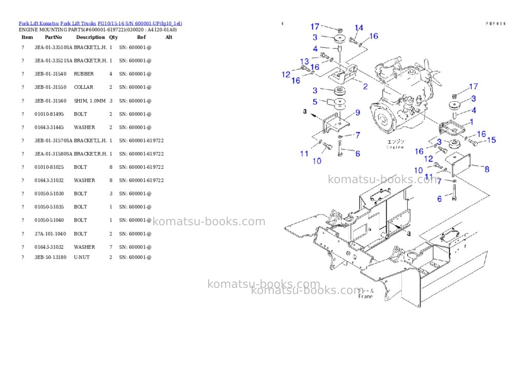 Komatsu fg10/15/18-21-m s/n 200001-up Parts catalog cover