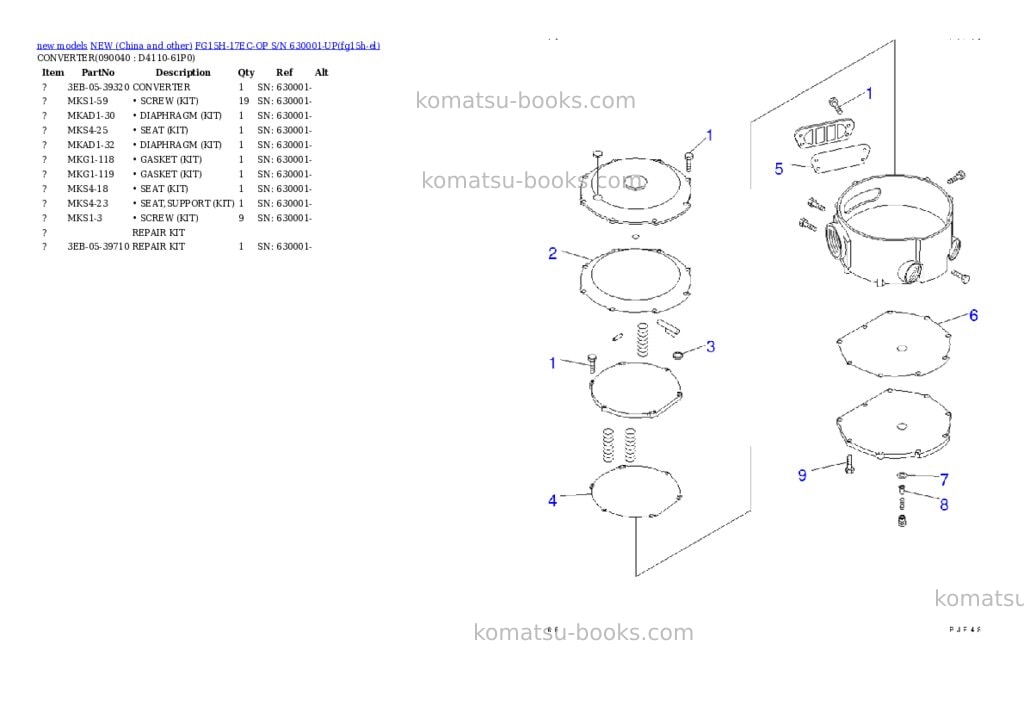 Komatsu fg15h-17ec-op s/n 630001-up Parts catalog cover Page 6 Komatsu fg15h-17ec-op s/n 630001-up Parts catalog cover Page 6