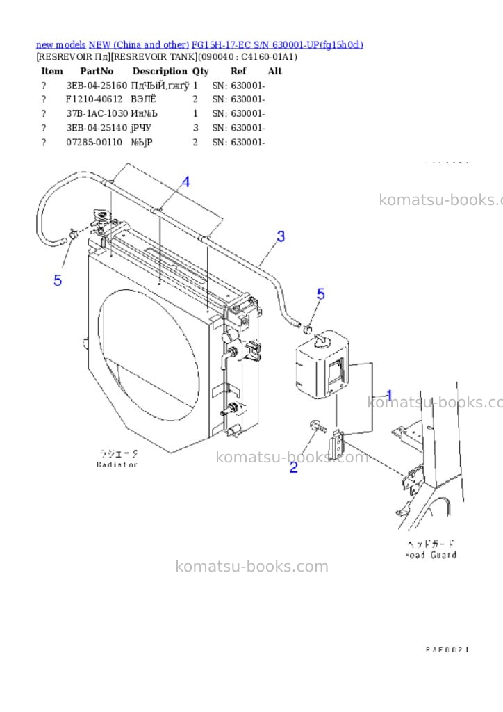Komatsu fg15h-17-ec s/n 630001-up Parts catalog cover Page 10 Komatsu fg15h-17-ec s/n 630001-up Parts catalog cover Page 10