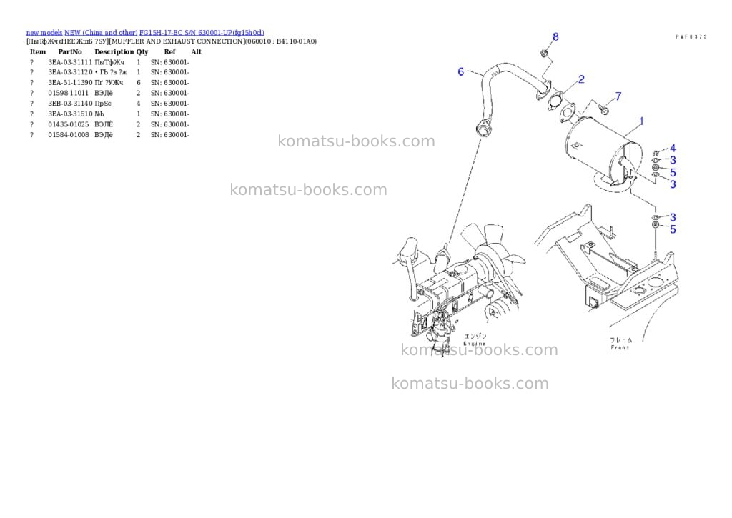 Komatsu fg15h-17-ec s/n 630001-up Parts catalog cover Page 4 Komatsu fg15h-17-ec s/n 630001-up Parts catalog cover Page 4