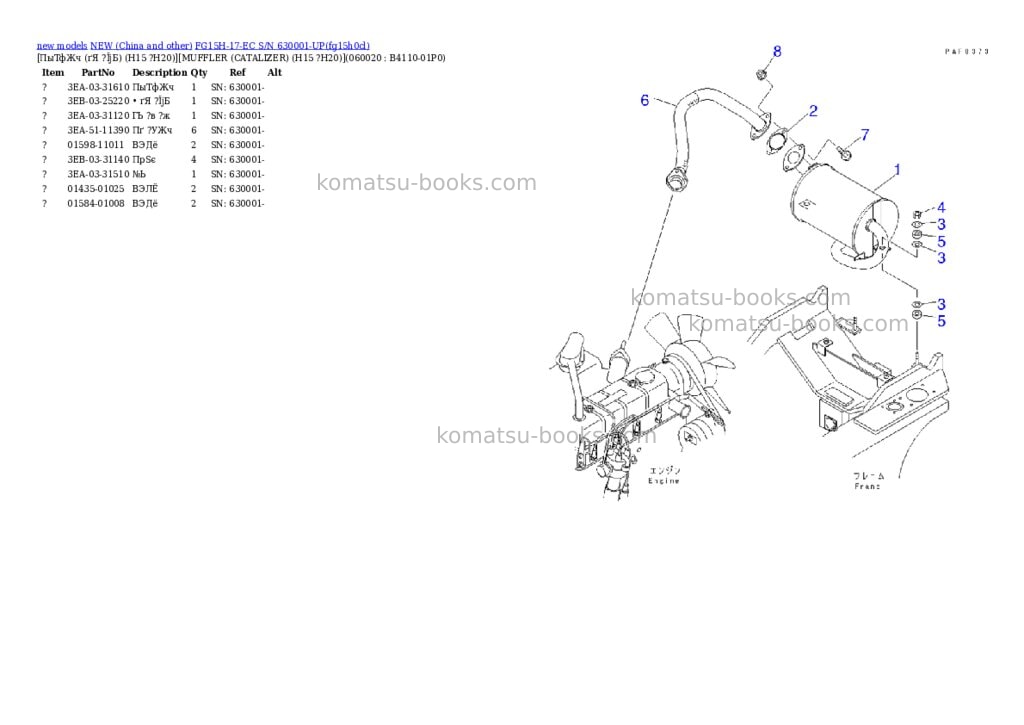 Komatsu fg15h-17-ec s/n 630001-up Parts catalog cover Page 5 Komatsu fg15h-17-ec s/n 630001-up Parts catalog cover Page 5