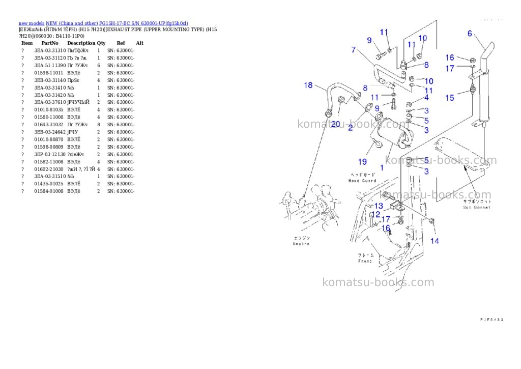 Komatsu fg15h-17-ec s/n 630001-up Parts catalog cover Page 6 Komatsu fg15h-17-ec s/n 630001-up Parts catalog cover Page 6