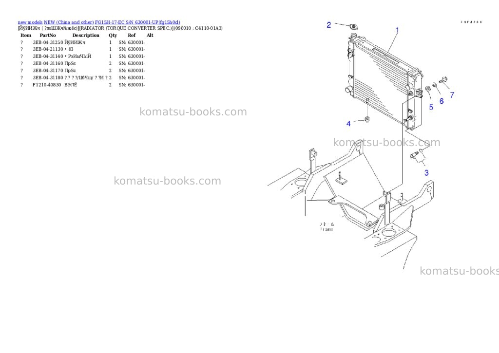 Komatsu fg15h-17-ec s/n 630001-up Parts catalog cover Page 7 Komatsu fg15h-17-ec s/n 630001-up Parts catalog cover Page 7