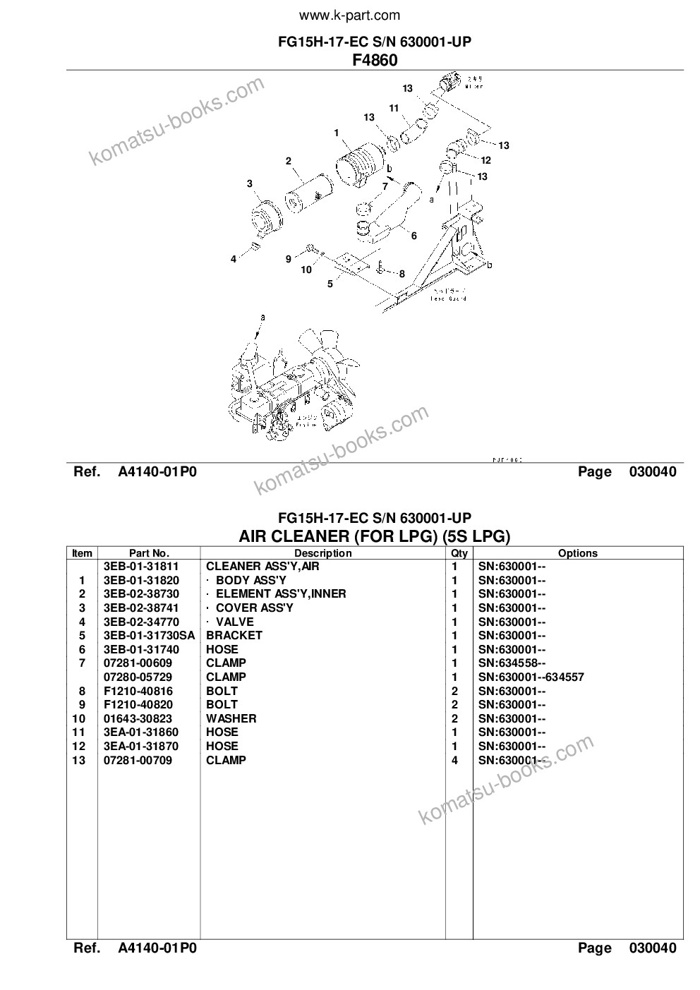Komatsu FG15H-17-EC S/N 630001-UP Parts catalog cover Page 6