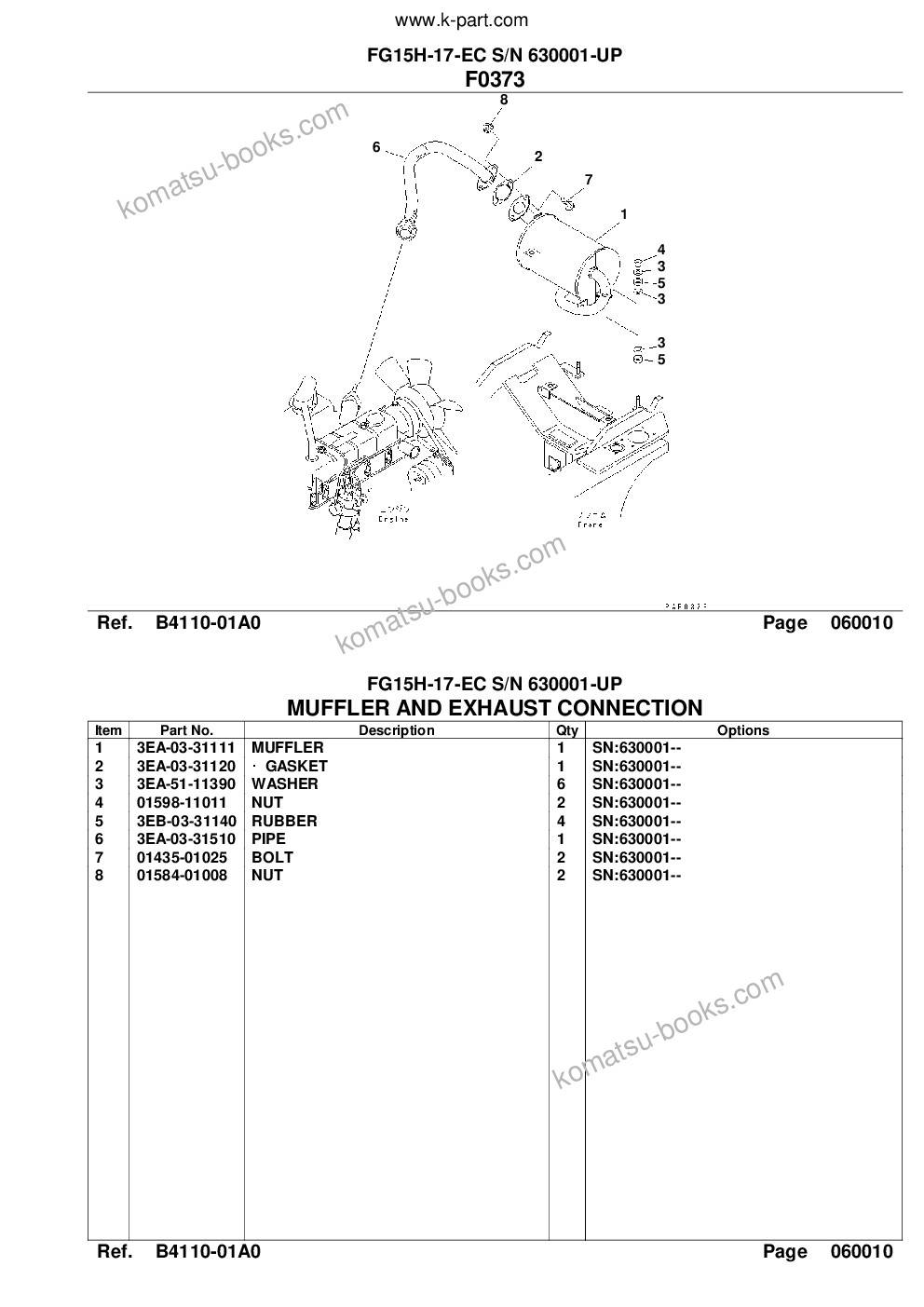 Komatsu FG15H-17-EC S/N 630001-UP Parts catalog cover Page 8