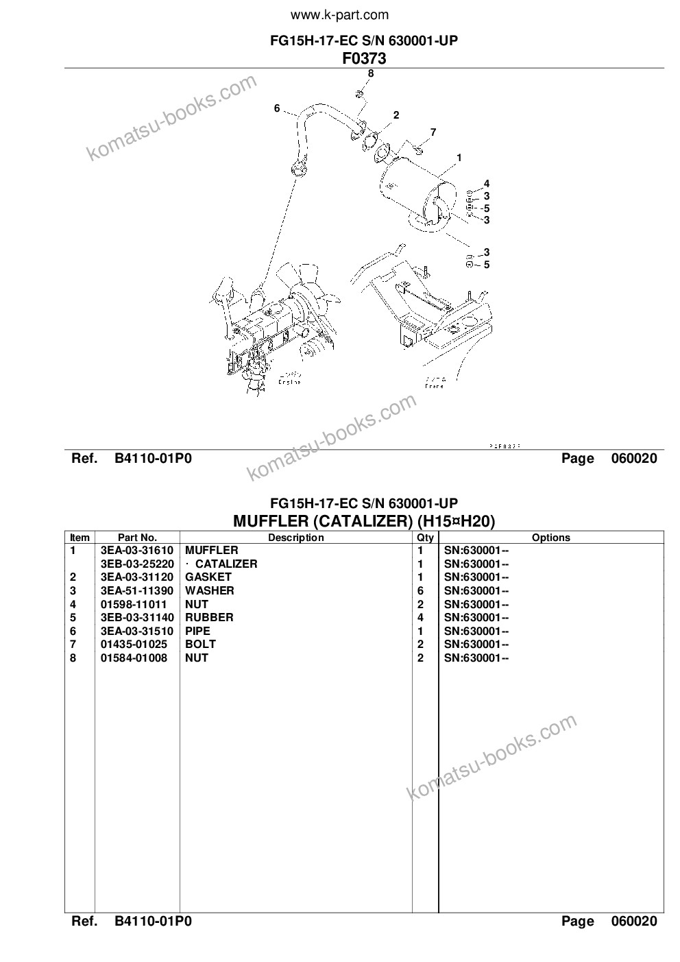 Komatsu FG15H-17-EC S/N 630001-UP Parts catalog cover Page 9