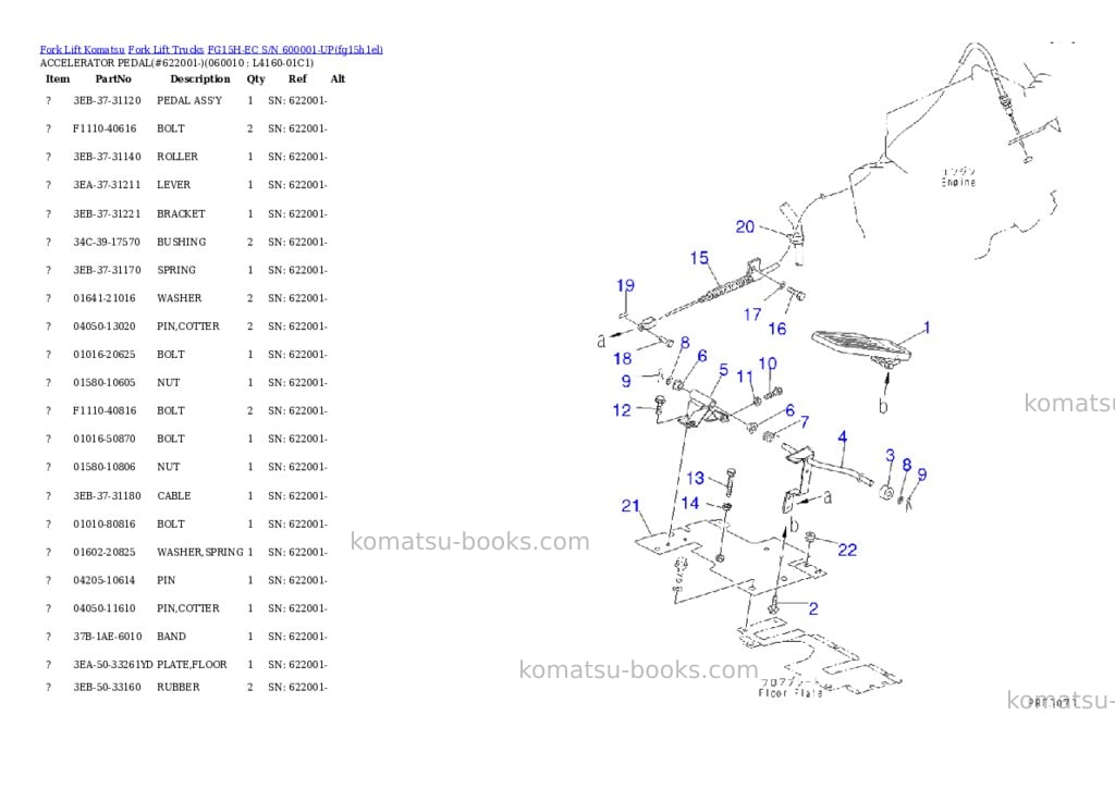Komatsu fg15h-ec s/n 600001-up Parts catalog cover Komatsu fg15h-ec s/n 600001-up Parts catalog cover