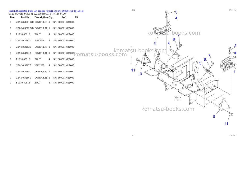 Komatsu fg15h-ec s/n 600001-up Parts catalog cover Page 2 Komatsu fg15h-ec s/n 600001-up Parts catalog cover Page 2