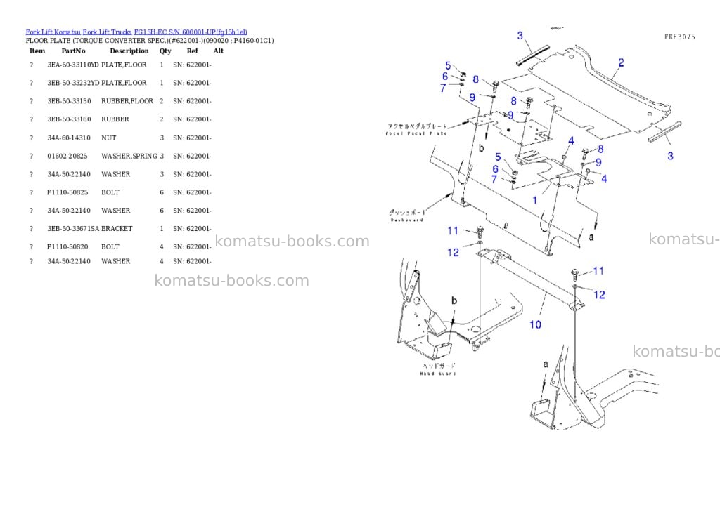 Komatsu fg15h-ec s/n 600001-up Parts catalog cover Page 3 Komatsu fg15h-ec s/n 600001-up Parts catalog cover Page 3