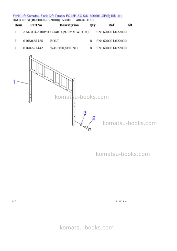 Komatsu fg15h-ec s/n 600001-up Parts catalog cover Page 7 Komatsu fg15h-ec s/n 600001-up Parts catalog cover Page 7