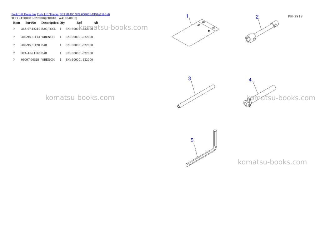Komatsu fg15h-ec s/n 600001-up Parts catalog cover Page 9 Komatsu fg15h-ec s/n 600001-up Parts catalog cover Page 9